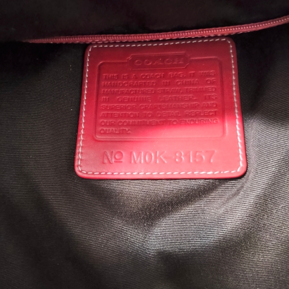 Vintage Coach Cabana Woven Straw and Red Leather Tote - Picture 5 of 13